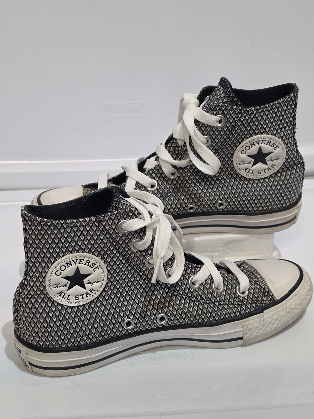 Converse Chuck Taylor All Star Hi Snake Woven Black White Sneakers 555853F Women